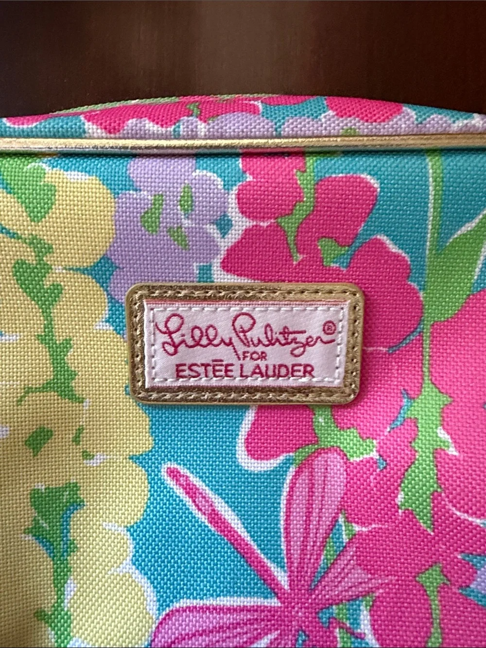 Lilly Pulitzer x Estée Lauder Floral Cosmetic Pouch in Pink, Turquoise & Yellow